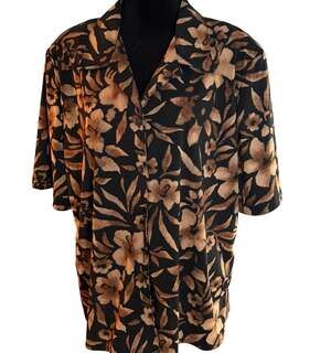 Vintage Allison Daley Floral Button Up Blouse Size 18 Plus Short Sleeve